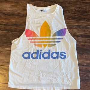 Adidas Muscle Tank with Colorful Trefoil Logo